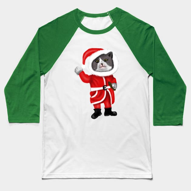 Santa Cat Funny Cat Lovers Christmas Gift Baseball T-Shirt by Merchweaver